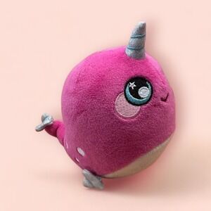 Narcissa Narwal Squeezamals Squishamal Pink Stuffed Animal Toy 3.5 in